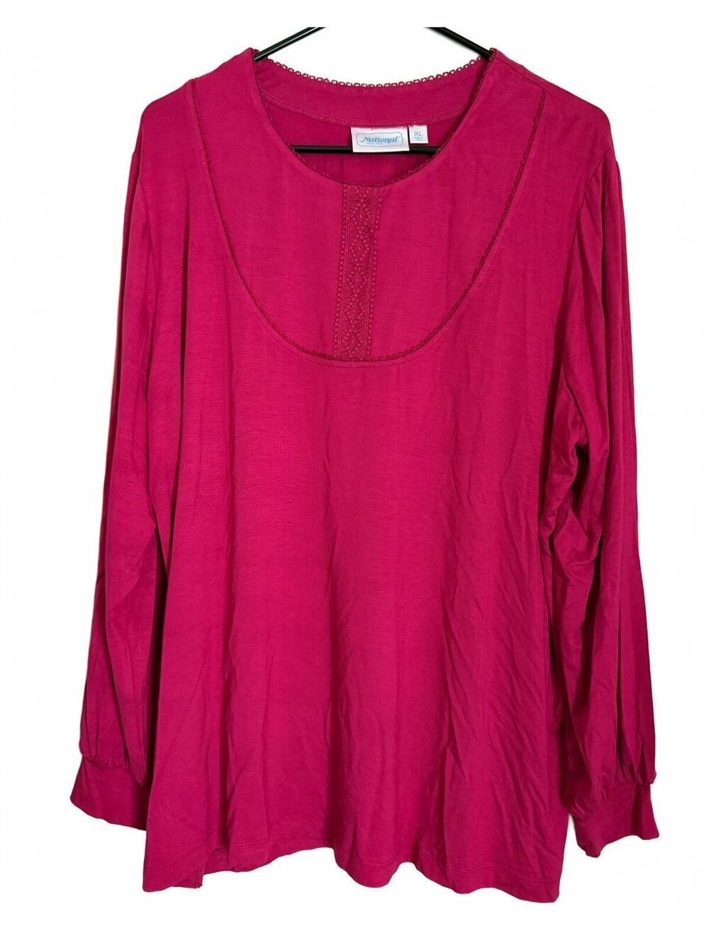 National NEW Women's Blouse Shirt Size XL Extra Large Pink Embroidered Classic